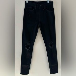 EXPRESS Black Ripped Mid Rise Skinny Jeans Size: 4